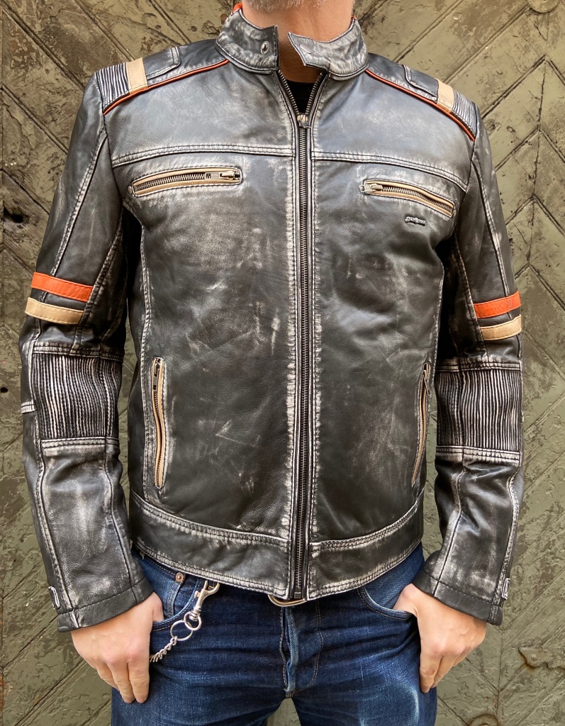 SKO UNO Black Orange Leather Jacket SKO UNO Leather Jackets